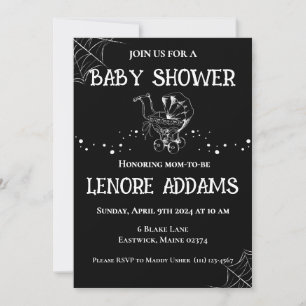 Gothic Baby Shower Einladung Schwarz und Weiß
