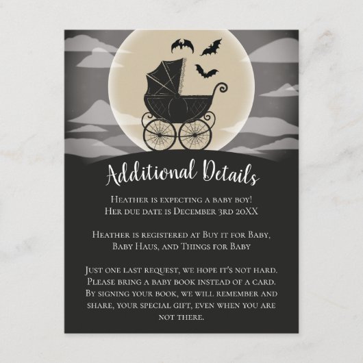 Gothic Baby Shower Halloween Carriage Begleitkarte (Vorderseite)