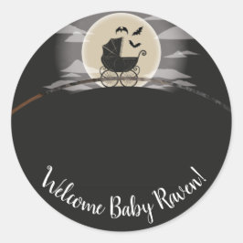 Gothic Baby Shower Halloween Carriage Runder Aufkleber