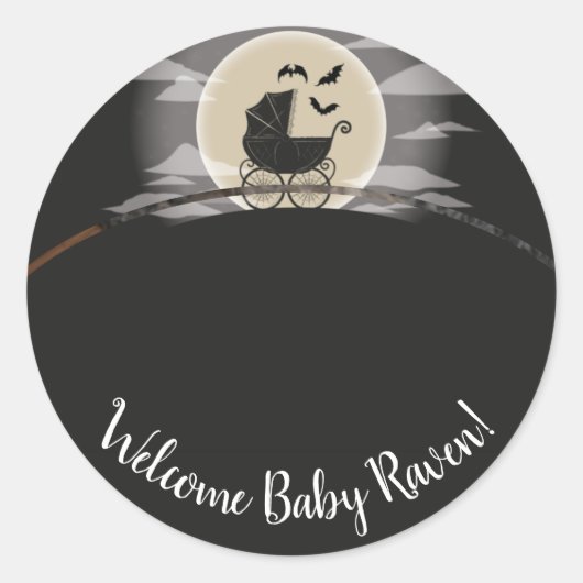Gothic Baby Shower Halloween Carriage Runder Aufkleber (Vorderseite)
