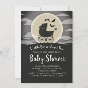 Gothic-Baby-Shower-Halloween-Kinderwagen Einladung