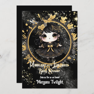 Gothic Baby Shower Niedlich Girl Moonlight Lullabi Einladung