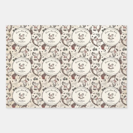 Gothic Baby Shower Pink Viktorianisch Rocking Hors Geschenkpapier Set (Vorderseite)