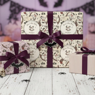 Gothic Baby Shower Rosa Viktorianisches Schaukelpf Geschenkpapier Set
