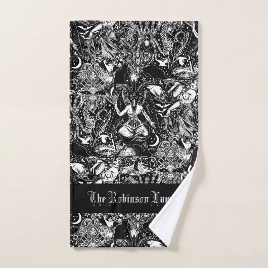 Gothic Baphomet Bats Skulls Goth Badhandtuch Set (Handtuch)