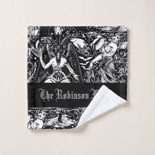 Gothic Baphomet Bats Skulls Goth Badhandtuch Set (Waschlappen)