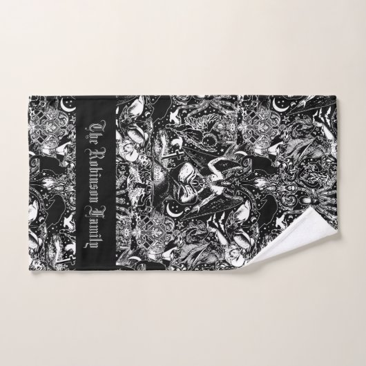 Gothic Baphomet Bats Skulls Goth Badhandtuch Set (Handtuch)