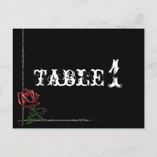 Gothic Barbed Wire and Rose Wedding Tischnummer