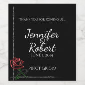 Gothic Barbed Wire and Rose Wedding Wine Label Weinetikett (Einzelnes Label)