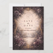 Gothic Barock-Rosen-Hochzeit Save The Date (Vorderseite)