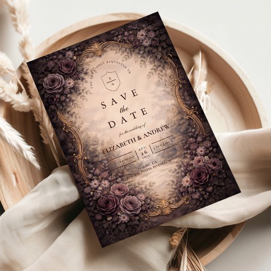 Gothic Barock-Rosen-Hochzeit Save The Date