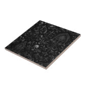 Gothic-Barock-Totenkopf-Muster in Schwarz Fliese (Seite)