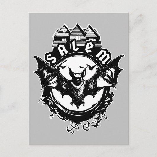 Gothic Bat and Salem Hexenhaus Postkarte (Vorderseite)