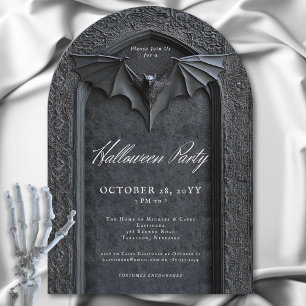 Gothic Bat Arched Grabstein Halloween-Party Einladung