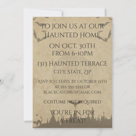 Gothic Bat Einladung (Rückseite)