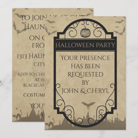 Gothic Bat Einladung (Vorne/Hinten)