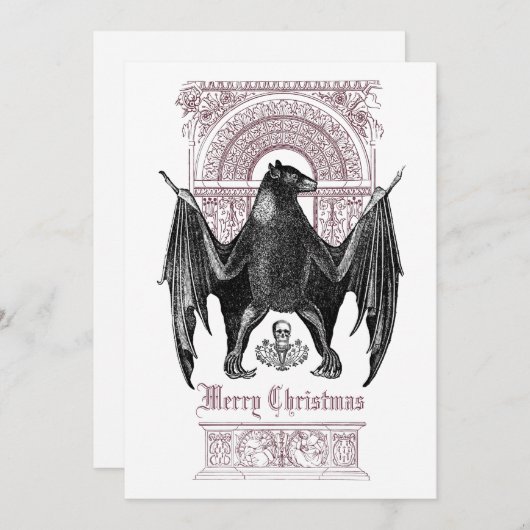 Gothic Bat Frohe Weihnachtskarte Feiertagskarte (Vorne/Hinten)