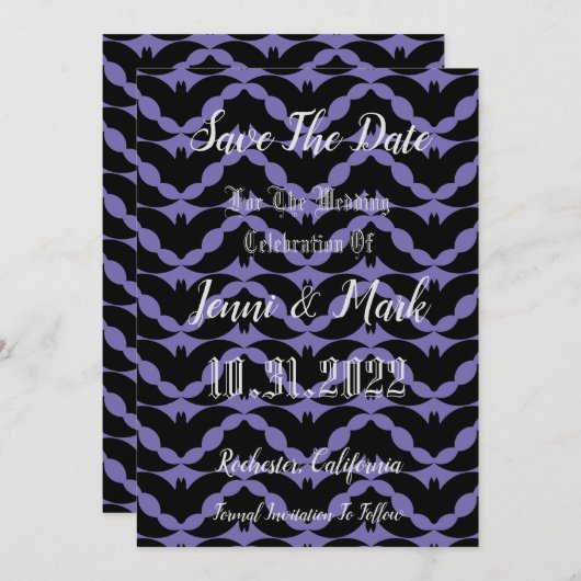 Gothic Bat Halloween Hochzeit Save The Date (Vorne/Hinten)