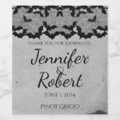 Gothic Bat Lace Posh Wedding Wine Label Weinetikett (Einzelnes Label)