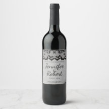 Gothic Bat Lace Posh Wedding Wine Label
