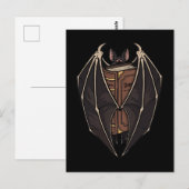 Gothic Bat Reading Dark Spell Book Postkarte (Vorne/Hinten)
