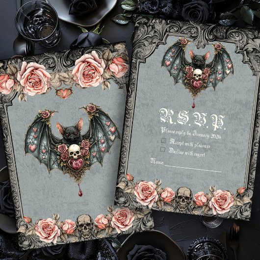 Gothic Bat RSVP Card Einladung