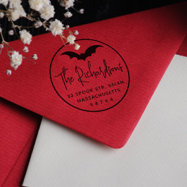 Gothic Bat Runde Halloween Rücksendeadresse Gummistempel