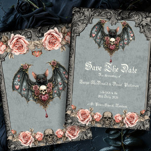 Gothic Bat Save the Date Card Einladung