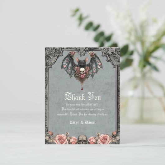 Gothic Bat Wedding danke Ihnen Karten (Stehend Vorderseite)
