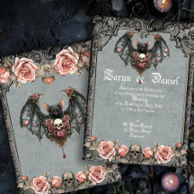 Gothic Bat Wedding Einladung