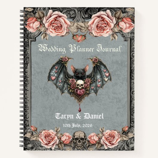 Gothic Bat Wedding Planner Journal Notizblock (Vorderseite)