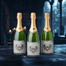 Gothic Bat Wedding Wine Labels