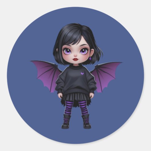 Gothic Batgirl Runder Aufkleber (Vorderseite)