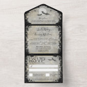 Gothic Bats Gray Elegant Halloween Hochzeit All In One Einladung (Innen Boden)