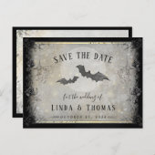 Gothic Bats Gray Save the Date PostCard Postkarte (Vorne/Hinten)