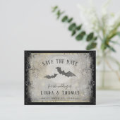 Gothic Bats Gray Save the Date PostCard Postkarte (Stehend Vorderseite)