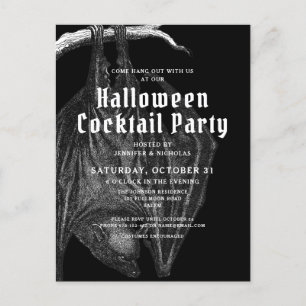 Gothic Bats Halloween Cocktail Party Einladung Postkarte