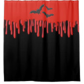 Gothic Bats & Red Dripping Blood Halloween-Party Duschvorhang (Vorderseite)