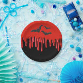 Gothic Bats & Red Dripping Blood Halloween-Party Pappteller (Party)
