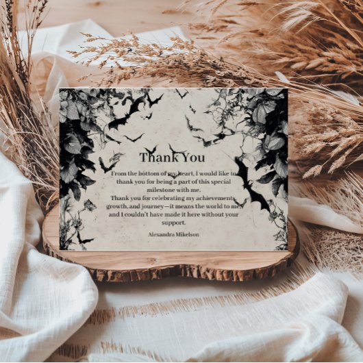 Gothic Bats & Roses Birthday Dankeskarte