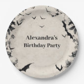 Gothic Bats & Roses Birthday Pappteller (Vorderseite)