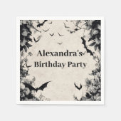 Gothic Bats & Roses Birthday Serviette (Vorderseite)