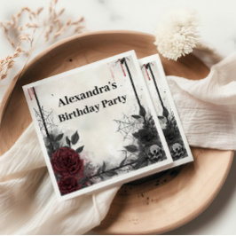 Gothic Bats & Roses Birthday Serviette