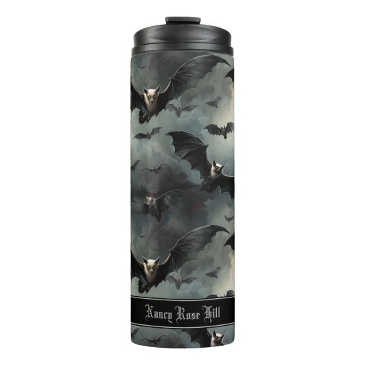Gothic Bats Spooky Halloween Horror Vampire Thermosbecher (Vorderseite)