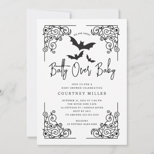 Gothic Batty Baby Shower Einladung (Vorderseite)
