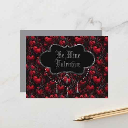 Gothic Be Minel Valentinstag Postkarte (Vorderseite/Rückseite Beispiel)