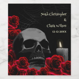 Gothic Beängstigend Skull Rote Rosen Halloween Hoc Weinetikett