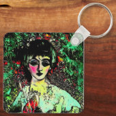Gothic Beauty Portrait  Schlüsselanhänger (Rückseite)