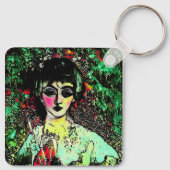 Gothic Beauty Portrait  Schlüsselanhänger (Rückseite)