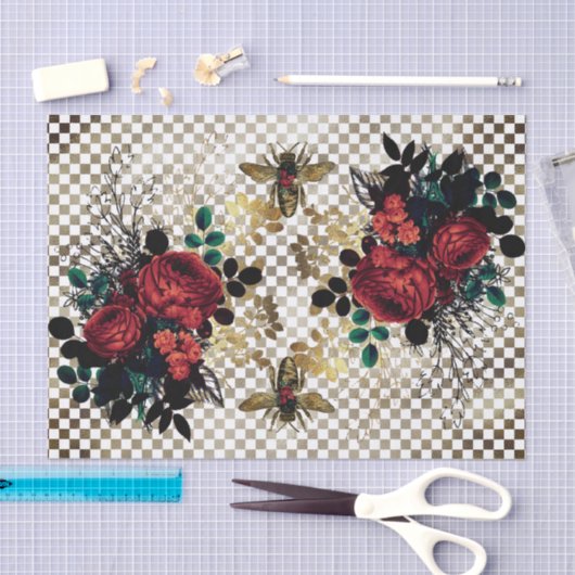 Gothic Bee & Rose Tissue Paper Seidenpapier (Handwerk)